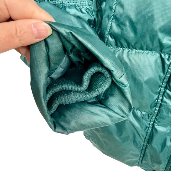 Prana Milly Down Puffer Coat Balsam Green Packable Thigh Length Hooded Womens L - Picture 10 of 15